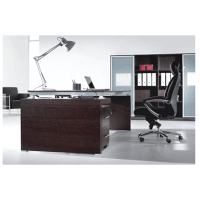 High Grade Executive Office Desk Crafted From MDF With Walnut Veneer Office Table