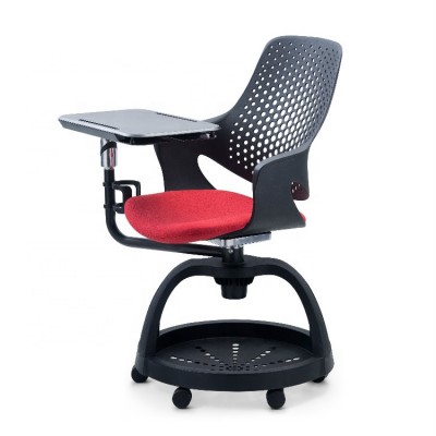 School Furniture Plastic Student Chair With Wheels Study Chair With Revolving Writing Desk