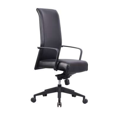 Competitive Price Leather Upholstered High Back Office Chair With Fixed Arm